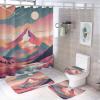 ZGDPBYF Mid Century Sunset Bathroom Mats Rugs Sets 3 Piece, Boho Abstract Mountain Dry Bath Mat Rugs for in Front of Bathtub,Shower Room,Sink,Kitchen view 2