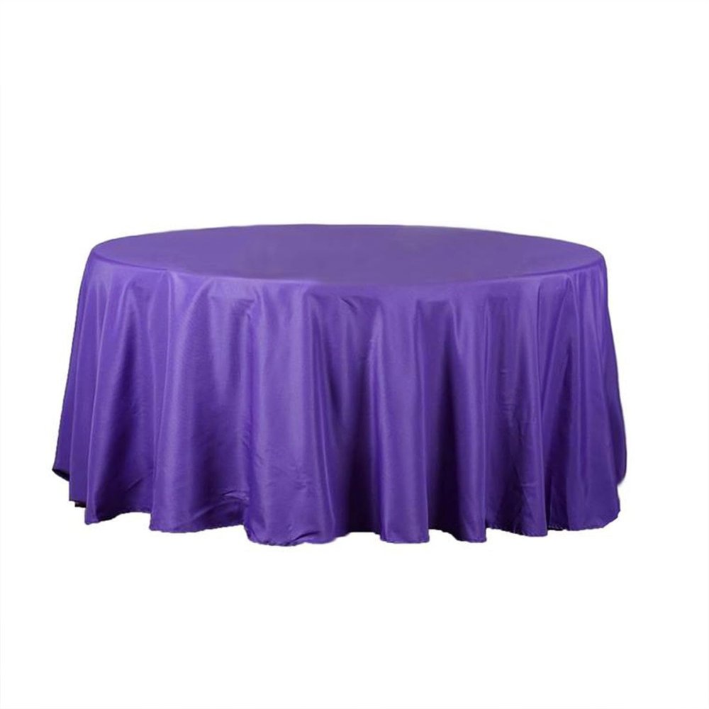 6 pcs 132 inch Purple Round Polyester Tablecloths Fabric Table Cover Linens | 132" Washable Fabric Table Cloth Covers for Party Wedding Reception Buffet Events Catering Dining Kitchen Dining