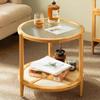 HOBIBA Office end Table Round 2-Tier Coffee Table, Snack Table for Living Room Wood Frame Sofa Side Table for Bedroom Lounge Flower Shop (Size:54 * 50CM,Color:A) view 2