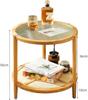 HOBIBA Office end Table Round 2-Tier Coffee Table, Snack Table for Living Room Wood Frame Sofa Side Table for Bedroom Lounge Flower Shop (Size:54 * 50CM,Color:A) view 3