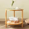 HOBIBA Office end Table Round 2-Tier Coffee Table, Snack Table for Living Room Wood Frame Sofa Side Table for Bedroom Lounge Flower Shop (Size:54 * 50CM,Color:A) view 4