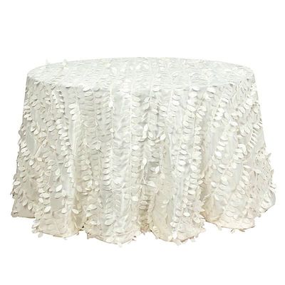 Balsa Circle 120-Inch Ivory Taffeta Round Tablecloth Leaf Petals Design Wedding Party Events Reception Catering Decorations Supplies