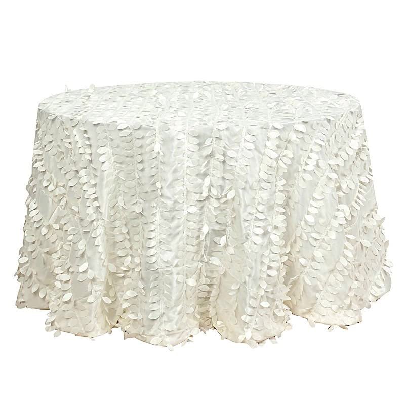 Balsa Circle 120-Inch Ivory Taffeta Round Tablecloth Leaf Petals Design Wedding Party Events Reception Catering Decorations Supplies