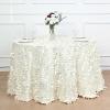Balsa Circle 120-Inch Ivory Taffeta Round Tablecloth Leaf Petals Design Wedding Party Events Reception Catering Decorations Supplies view 2