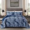 DJY Navy Paisley Quilt Set Queen Boho Bedspread Coverlet Set 3 Pieces, Soft Lightweight Microfiber Navy Blue Paisley Floral Pattern Bedding for All Season, 96"x90" view 1