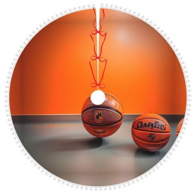 Double Layer Christmas Tree Skirt - Soft, Lightweight and Protects Your Floors - Perfect for The Holidays Basketball Orange