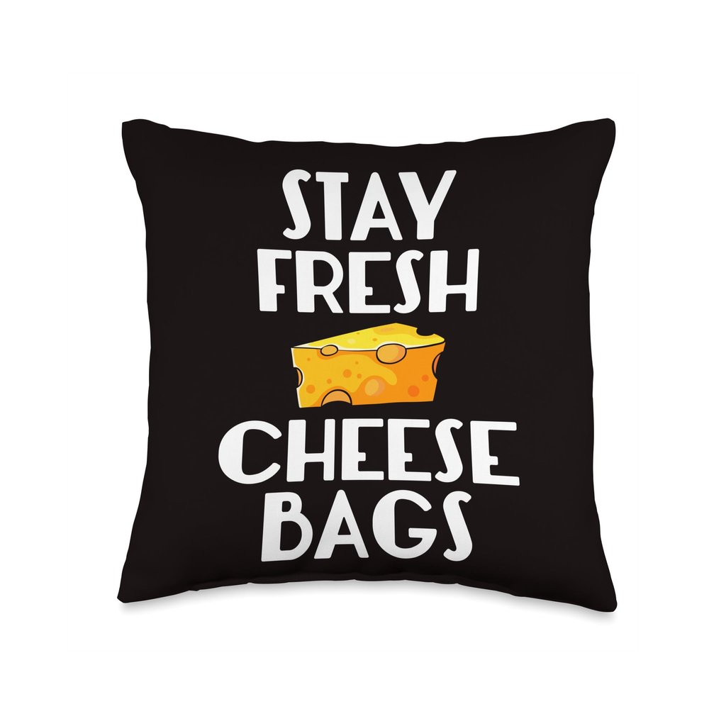 Cheese Lover Cheddar Feta Design Outfit Making-Stay Fresh Cheese Bags Throw Pillow, 16x16, Multicolor