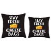 Cheese Lover Cheddar Feta Design Outfit Making-Stay Fresh Cheese Bags Throw Pillow, 16x16, Multicolor view 3