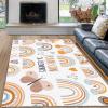 Kids Rug Rainbow Washable Area Rug Living Room Rugs 6x9, Butterfly Boho Printe Floor Carpets for Bedroom, Low Pile Non Slip Rug Home Office Nursery Play Mat view 1