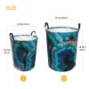 KHiry Round Laundry Basket Dirty Clothes Hamper with Handles Teal Agate Laundry Hamper for Bathroom Waterproof Circular Hamper Lightweight Round Storage Basket for Blanket Organizer Basket, Medium view 3