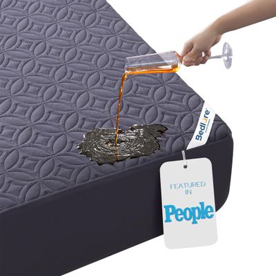 BEDLORE Waterproof Mattress Protector, Queen Size Mattress Pad with Deep Pocket 6"-18" Depth, Soft Dirt-Proof Double Bed Mattress Cover for Bedroom, College Dorm, Hotel (Navy Blue)