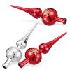 NUOBESTY 3Pcs Christmas Tree Topper Finials Blown Plastic Xmas Tree Painted Spherical Tree Topper for Christmas Tree Ornaments view 2