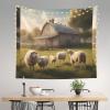 MYGANN Lots Of Cute Sheep Indoor And Outdoor Tapestry Wall Hanging 60x51in, Home Decor Wall Covering Christmas Housewarming Gift view 3