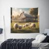 MYGANN Lots Of Cute Sheep Indoor And Outdoor Tapestry Wall Hanging 60x51in, Home Decor Wall Covering Christmas Housewarming Gift view 4