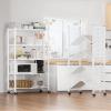 ALANNG 70.7" H Metal Storage Shelves, 5 Tier Folding Shelf on Wheels, Heavy Duty, No Assembly, Rolling, Collapsible Rack Unit for Kitchen, Basement, Pantry (White,2 Pack) view 2