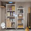 ALANNG 70.7" H Metal Storage Shelves, 5 Tier Folding Shelf on Wheels, Heavy Duty, No Assembly, Rolling, Collapsible Rack Unit for Kitchen, Basement, Pantry (White,2 Pack) view 3