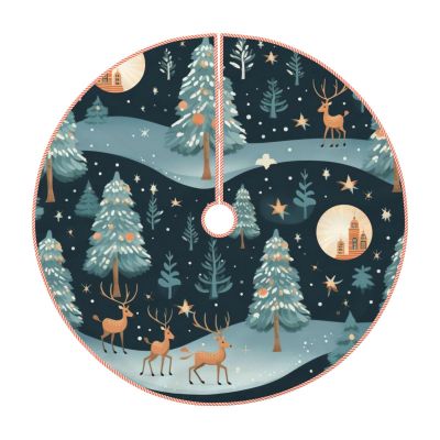 Blue Christmas Tree Print Xmas Tree Skirt 36 Inch Soft Tree Mat for Xmas Holiday Party Christmas Tree Dcor