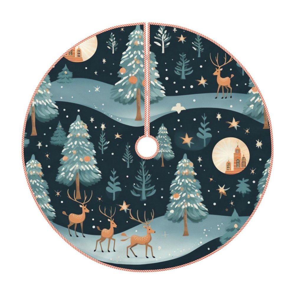 Blue Christmas Tree Print Xmas Tree Skirt 36 Inch Soft Tree Mat for Xmas Holiday Party Christmas Tree Dcor
