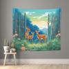 MYGANN Three Cute Deer Indoor And Outdoor Tapestry Wall Hanging 60x51in, Home Decor Wall Covering Christmas Housewarming Gift, Black view 1