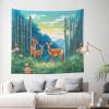 MYGANN Three Cute Deer Indoor And Outdoor Tapestry Wall Hanging 60x51in, Home Decor Wall Covering Christmas Housewarming Gift, Black view 2