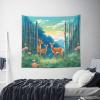 MYGANN Three Cute Deer Indoor And Outdoor Tapestry Wall Hanging 60x51in, Home Decor Wall Covering Christmas Housewarming Gift, Black view 4