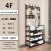 Coat and Shoe Rack Entryway 4-Tier Coat and Shoe Rack,Entryway Coat Rack Hallway Bench Storage Organizer with 8 Hooks for Living Room,Bedroom,Office view 2