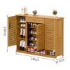 GUERNSEY Shoe Rack Entryway Entryway Shoe Cabinet, 6 Tier Bamboo Shoe Storage Cabinet with 4 Doors and Drawer, Freestanding Shoe Organizer for Living Room, Bedroom Shoe Racks view 2