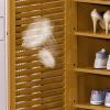 GUERNSEY Shoe Rack Entryway Entryway Shoe Cabinet, 6 Tier Bamboo Shoe Storage Cabinet with 4 Doors and Drawer, Freestanding Shoe Organizer for Living Room, Bedroom Shoe Racks view 4