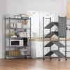 ALANNG 70.7" H Metal Storage Shelves, 5 Tier Folding Shelf on Wheels, Heavy Duty, No Assembly, Rolling, Collapsible Rack Unit for Kitchen, Basement, Pantry (Gray,2 Pack) view 2