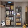 ALANNG 70.7" H Metal Storage Shelves, 5 Tier Folding Shelf on Wheels, Heavy Duty, No Assembly, Rolling, Collapsible Rack Unit for Kitchen, Basement, Pantry (Gray,2 Pack) view 3