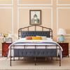 LKTART Queen Size Bed Frame High Board Metal Bed Frame with Soft Headboard and Footboard Platform Bed Frame for Bedroom Dark Grey view 1
