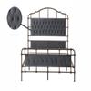 LKTART Queen Size Bed Frame High Board Metal Bed Frame with Soft Headboard and Footboard Platform Bed Frame for Bedroom Dark Grey view 4