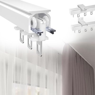 Heavy Duty Curtain Track System, Aluminum Ceiling Curtain Track, Built-in Room Divider Sliding Rail, with Silent Pulleys, Easy Installation, can Be Used in Windows, Bedrooms (Color : A, Size : 3m/9.