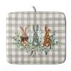 Spring Bunny Dish Drying Mats for Kitchen Counter, Rabbits Leaves Grey Buffalo Plaid Absorbent Microfiber Dish Drying Pad Dishes Rack Mat Heat Resistant Counter Portector 16"x18" view 1