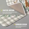 Spring Bunny Dish Drying Mats for Kitchen Counter, Rabbits Leaves Grey Buffalo Plaid Absorbent Microfiber Dish Drying Pad Dishes Rack Mat Heat Resistant Counter Portector 16"x18" view 3