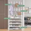 Entryway Coat Rack Shoe Rack for Entryway Coat Rack Freestanding with 5-Tier Storage Shelves and 8 Double Hooks, for Living Room, Bathroom, Hallway view 3