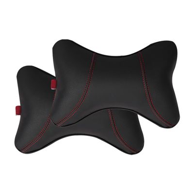 KACEPAR Car Neck Support Pillow for Neck Pain Relief When Driving, Car Seat Neck Support Pillow with Adjustable Strap, PU Soft Leather + Memory Foam for Driving Headrest Relax, Black