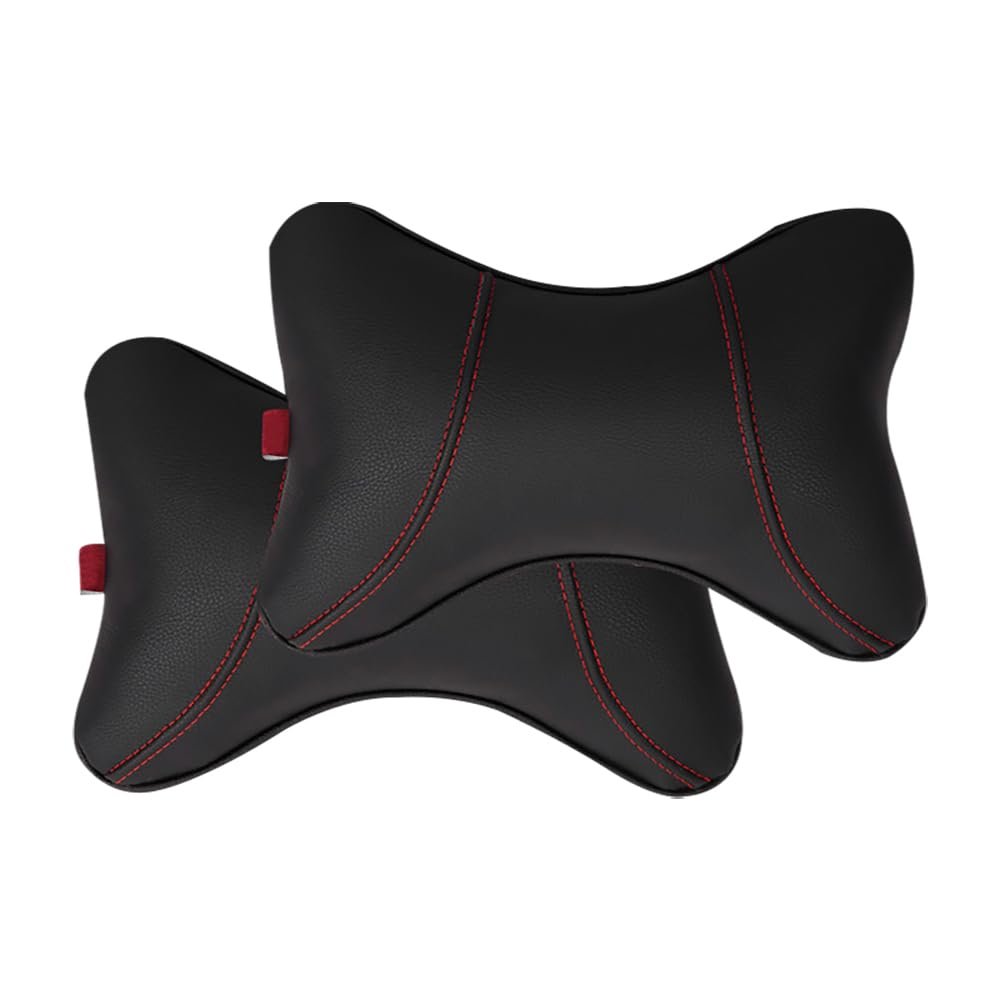 KACEPAR Car Neck Support Pillow for Neck Pain Relief When Driving, Car Seat Neck Support Pillow with Adjustable Strap, PU Soft Leather + Memory Foam for Driving Headrest Relax, Black