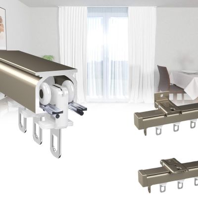 Aluminum Alloy Heavy Duty Slide Ceiling Track, Curtain Rail with Mute Rollers, Ceiling Curtain Track for Bay Window, Room Divider, Mount to Ceiling Or Wall, for Bay Windows (Color : A, Size : 1m/3ft