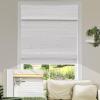 MiLin No Tools No Drill Cordless Roman Shades Privacy Linen Blackout Roman Window Natural Linen Fabric Blinds for Windows Treatment Bedroom Kitchen Living Room (Woodlands White, 33 1/4" W x 56" H) view 1