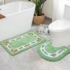 Apioiqa Rose Bathroom Contour Rug Sets, Floral Bath Rugs for Bathroom, Soft Plush Shaggy Bath Mats, Living Room Bedroom Mats, Water Absorbent Floor Carpets, Green (18 x 30 Plus 20 x 20 U) view 1