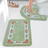 Apioiqa Rose Bathroom Contour Rug Sets, Floral Bath Rugs for Bathroom, Soft Plush Shaggy Bath Mats, Living Room Bedroom Mats, Water Absorbent Floor Carpets, Green (18 x 30 Plus 20 x 20 U) view 2