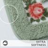 Apioiqa Rose Bathroom Contour Rug Sets, Floral Bath Rugs for Bathroom, Soft Plush Shaggy Bath Mats, Living Room Bedroom Mats, Water Absorbent Floor Carpets, Green (18 x 30 Plus 20 x 20 U) view 4