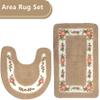 Apioiqa Rose Floral Bathroom Rug Sets 2 Piece Non Slip Bath Shower Mat and U-Shaped Contour Toilet Rug, Absorbent Microfiber, (18 x 30 Plus 20 x 20 U), Brown view 3