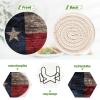 Aflyko Patriot Coasters for Drink Texas Flag Wooden Coaster Set with Metal Holder Cotton Woven Coaster for Coffee Table Bistro Home Kitchen Island Holiday Housewarming Gift 6 Pack view 2