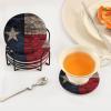 Aflyko Patriot Coasters for Drink Texas Flag Wooden Coaster Set with Metal Holder Cotton Woven Coaster for Coffee Table Bistro Home Kitchen Island Holiday Housewarming Gift 6 Pack view 4