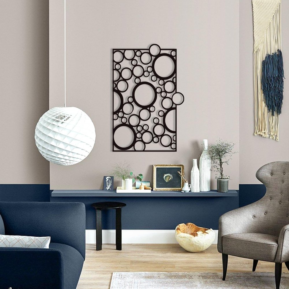 Abstract Bubbles Metal Wall Art, Bubbles Metal Wall Decor, Modern Metal Wall Art, Metal Wall Art Decor, Geometric Metal Wall Sign, Metal Wall Art for Bedroom, Housewarming Gift (35 x 24 inch | 90 x 60 cm, Black)