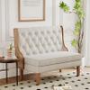 Andeworld Loveseat Settee Bench with Natural Rattan Arms,Upholstered Modern High-Back Mini Sofa Couch,Banquette Dining Bench Love Seat for Living Dining Room Bedroom Office Small Space Entryway,Beige view 1