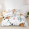 Erosebridal Kawaii Guinea Pig Bedding Set,Cartoon Guinea Pig Duvet Cover Twin,Cute Love Heart Leaf Flower Comforter Cover for Kids Girls Boys,Paw Print Animals Bed Set with 1 Pillow Case view 4