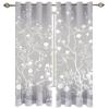 TOARTE Classical Plum Blossom Window Treatments, White Flowers On Gray Background Blackout Curtains for Bedroom, Grommet Thermal Insulated Window Curtain for Living Room Patio - 42x72in view 1